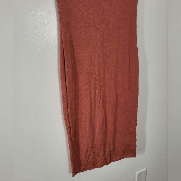 Popular21 T-Shirt Bodycon Dress Orange Copper Soft Stretchy Jersey Knit Medium - Picture 5 of 15